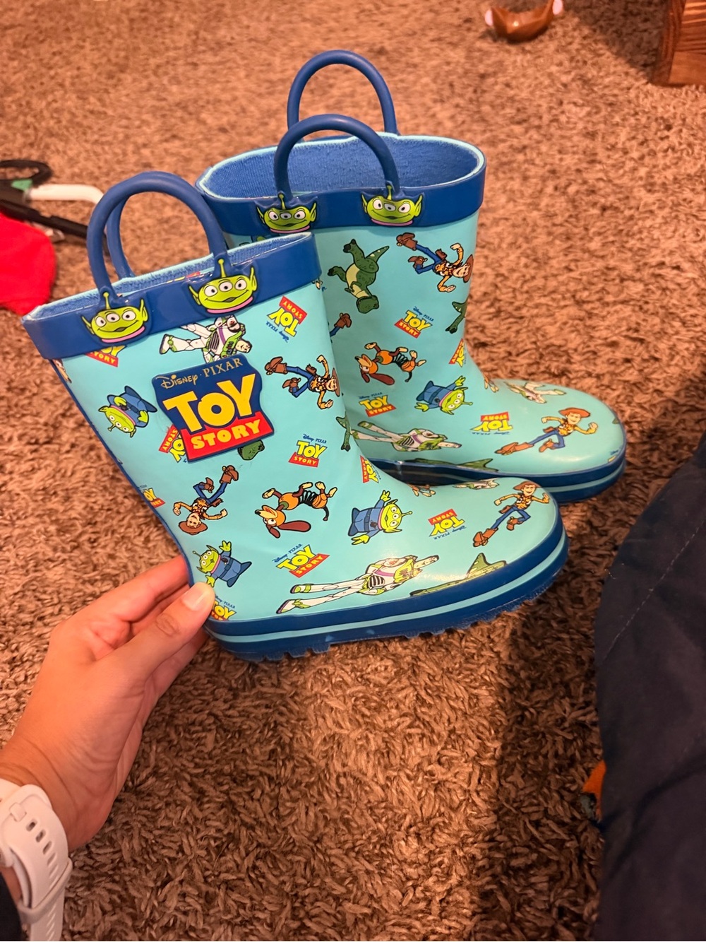 Disney Toy Story Light Blue Kids Rain Boots with Character Print